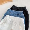 Children's Spring/Autumn Soft Jeans - Unisex, Ages 0-6, Casual Western Style Solid Color
