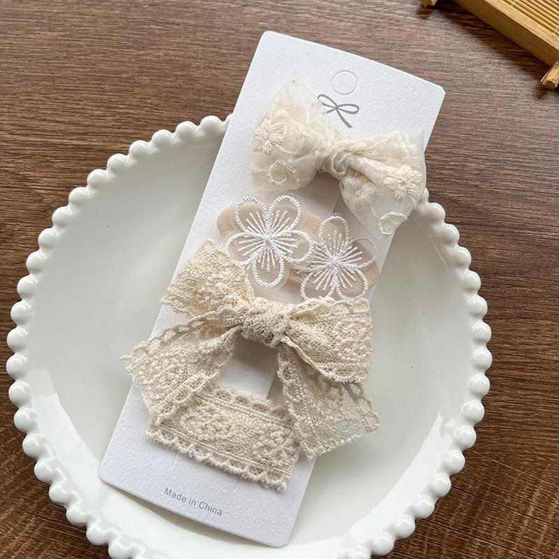 Cute Lace Flower Bow Hairpins Set Children Girls Kids Hair Clips Pins Barrettes Accessories Hairclip Headwear Headdress Ornament