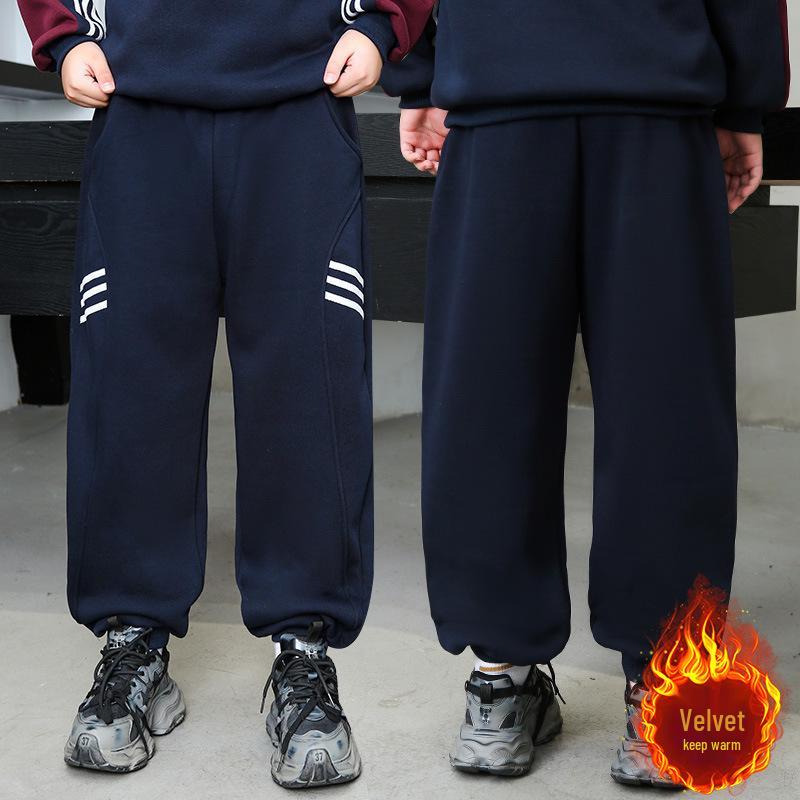 

2025 Winter Unisex Velvet Jogger Pants for Kids - Stylish, Warm, Korean-Inspired Casual Wear Size 170 for 110-130 lbs