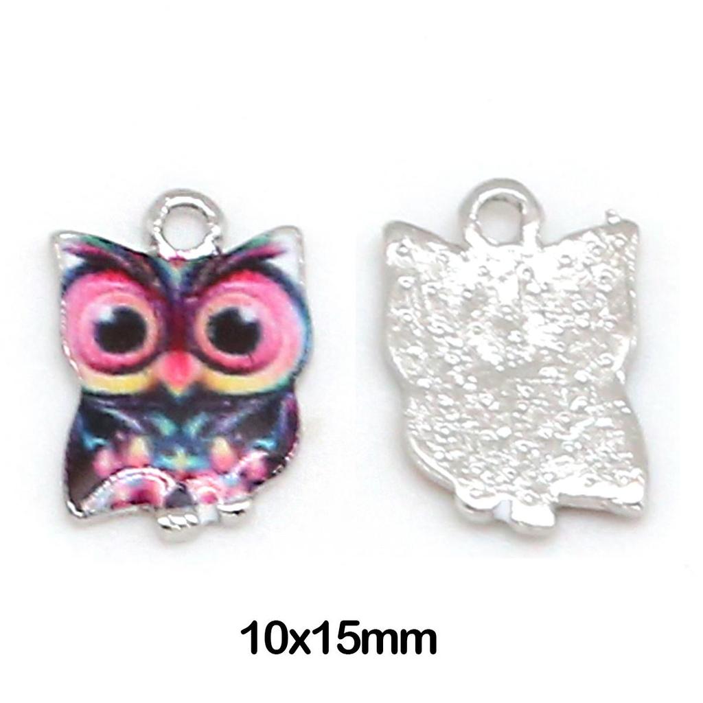 2/4Pcs 10*15mm Owl Shape Alloy Drop Oil Pendant For Jewelry Component Making DIY Necklace Bracelet Earring