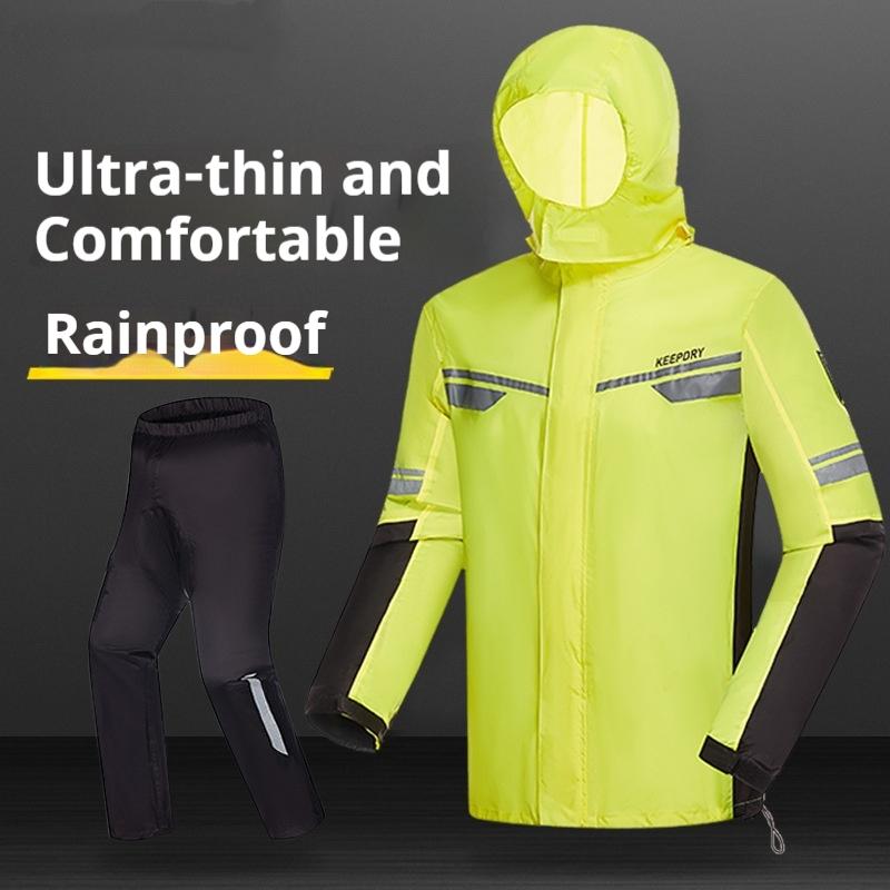 Waterproof Motorcycle Rainsuit Split Raincoat Suit Lightweight Foldable Windproof Reflective Cycling Motorbike Jacket And Pants