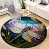 1PC Dragonfly StainedGlass Office Round Area Rug,  Mat Suitable ForOffice, Under Office Chairs Bedroom Living Room Home Decor, Room Deco