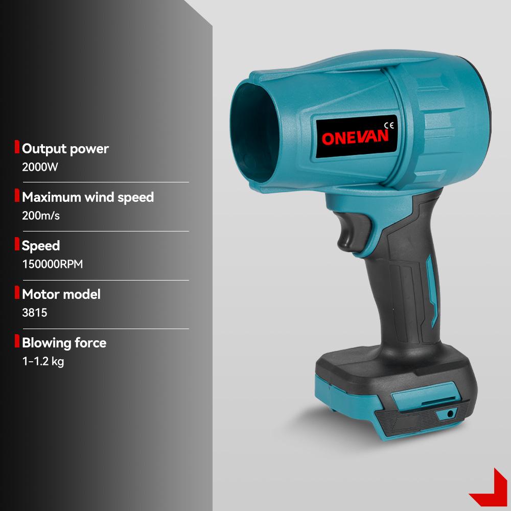 200M/S 2000W Brushless Turbo Fan Blowers Electric Handheld Jet Fan Snow Leaf Dust Blowing Tool for 21V 18V Battery