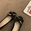 Fashion Flat Shoes for Women Spring Autumn 2025 New Square Toe Bow Shoes for Work Large Size Casual Women Shoes 42 43 44 Ladies