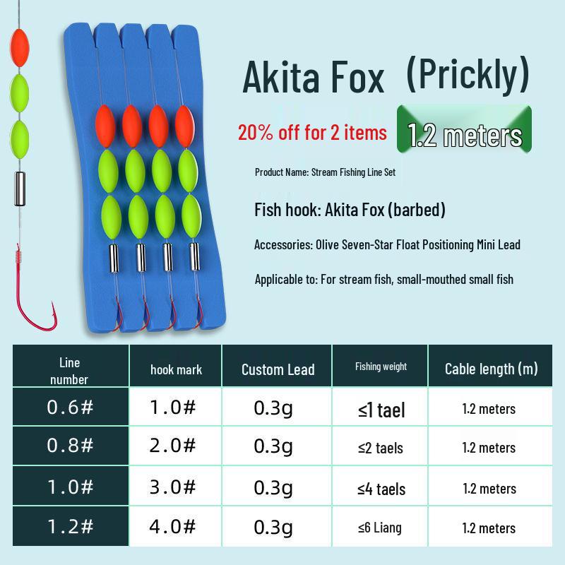 Golden Sleeve Akita Fox Stream Three-Bead Float for Small Fish: Crucian Carp, Rockfish, Minnow, Seven-Star Float Fishing Line Set