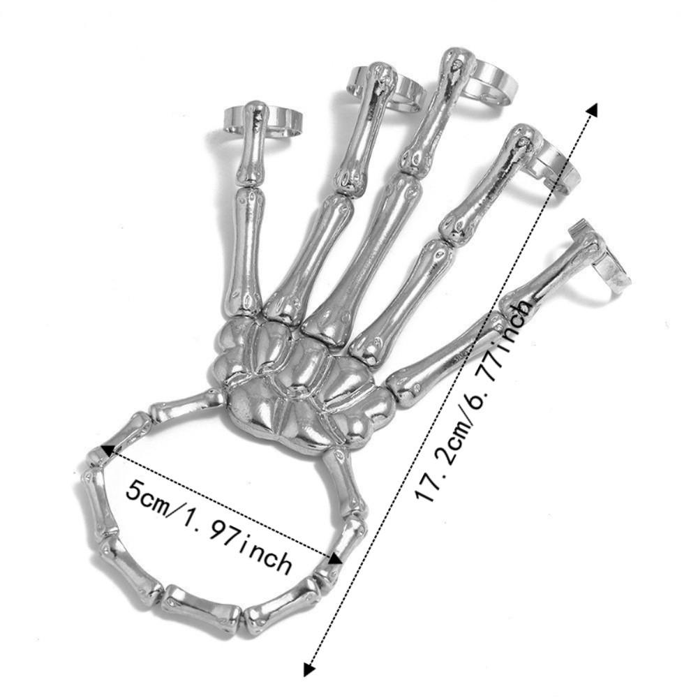 Adjustable Skull Bone Bracelet Retro Texture Halloween Hand Chain Gothic Finger Bangle Cosplay