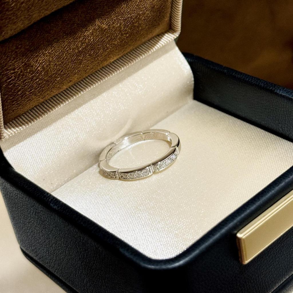 Chain shaped single row diamond ring, high-end micro inlaid high carbon diamond, personalized and fashionable Electroplating Unisex Gift