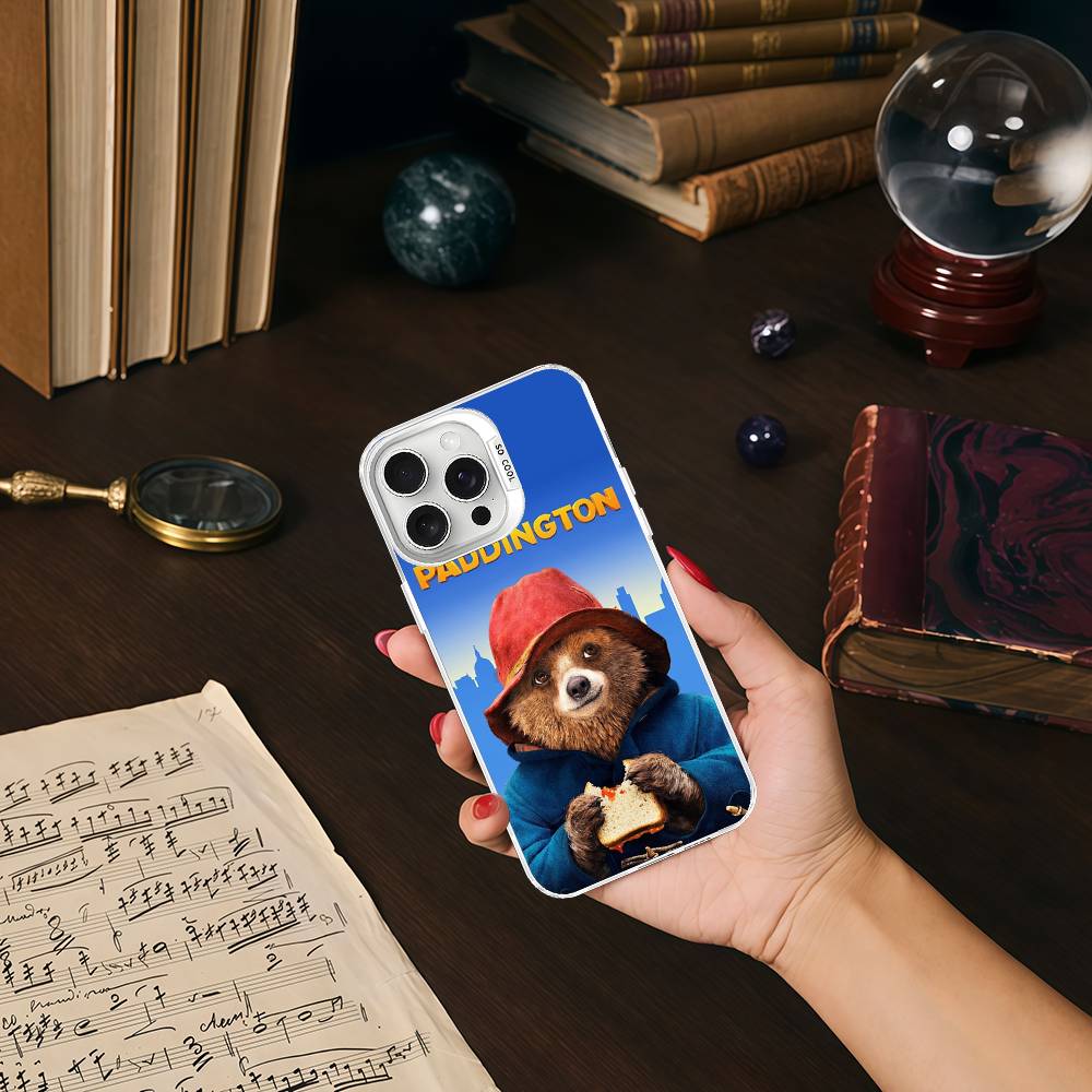 Cute P-Paddington B-BearS Colorful Phone Case Silver Suitable For iPhone 12 11 13 14 15 16 17 Max Pro Plus X XR XS