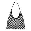 Black And White Grid Large-Capacity Tote Bag Women'S High-End Commuter Bag Trendy Versatile Shoulder Bag