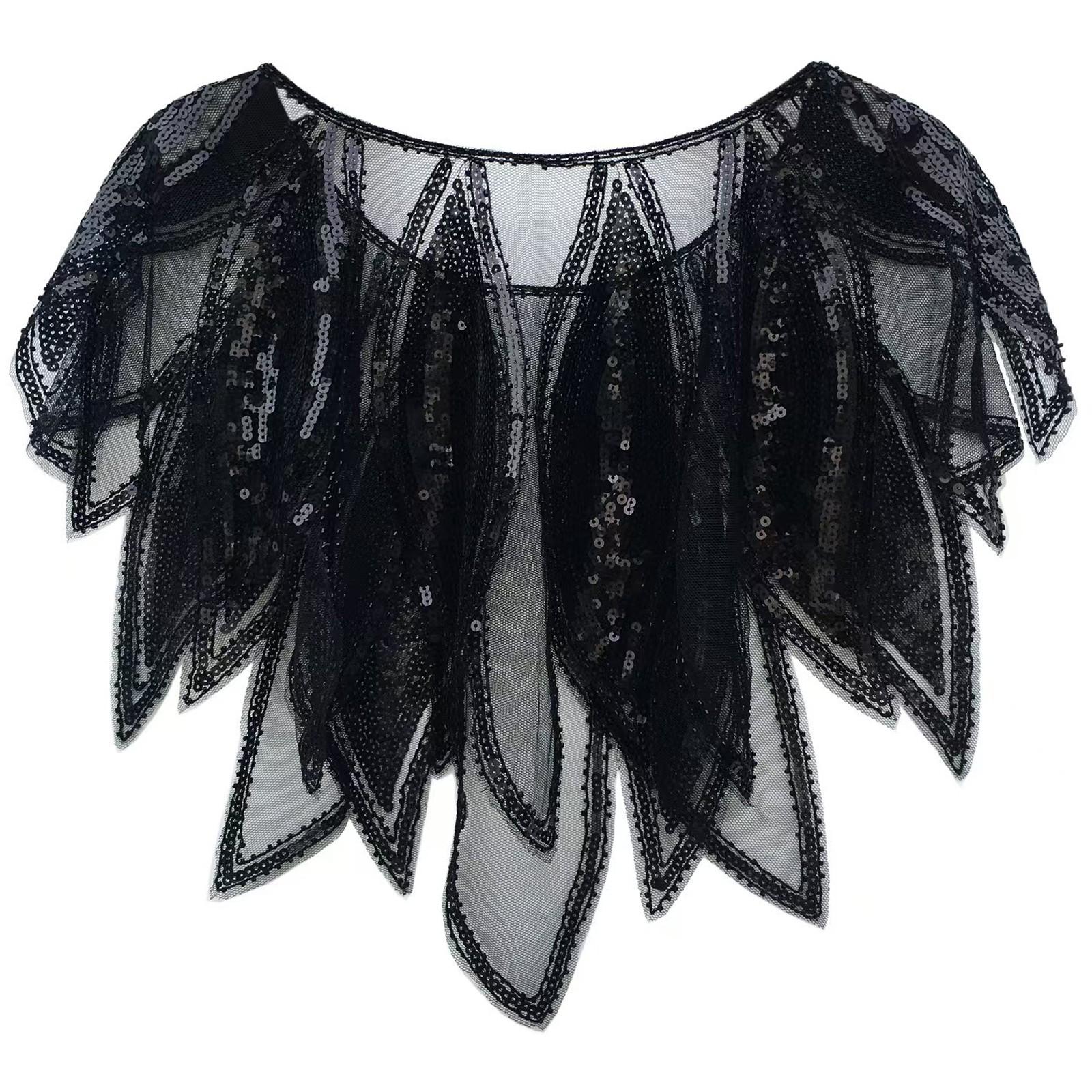 

Женская вечерняя шаль с бисером и пайетками, шаль для платья, вечернее платье, шаль, короткий топ, ветрозащитная шаль One Size чёрный