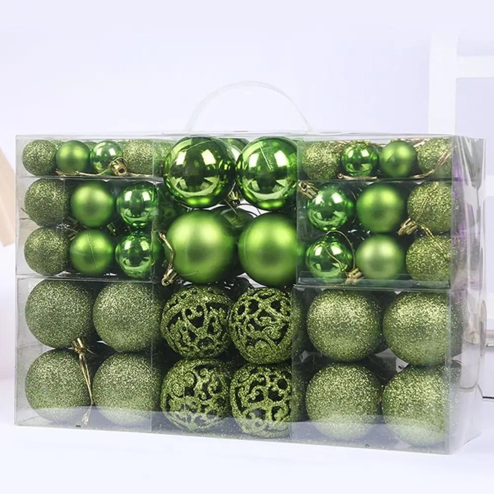 100PCS Fashion Plastic Christmas Ball Set 18 Colors 8cm Christmas Tree Balls Suspensable Xmas Baubles Showcase