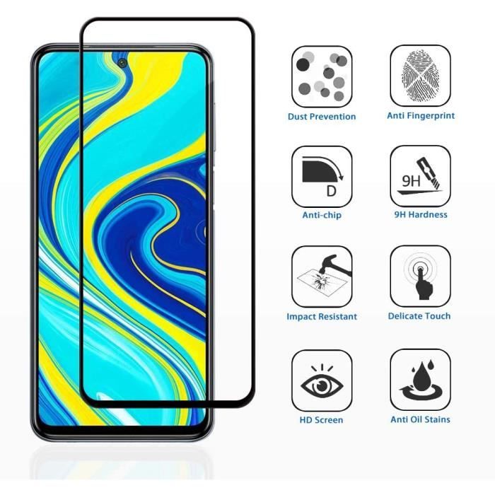 Verre Trempe pour Xiaomi REDMI NOTE 9S - REDMI NOTE 9 PRO [Pack 2] Film Transparent Bord Noir Vitre Protection Ecran Phonillico®