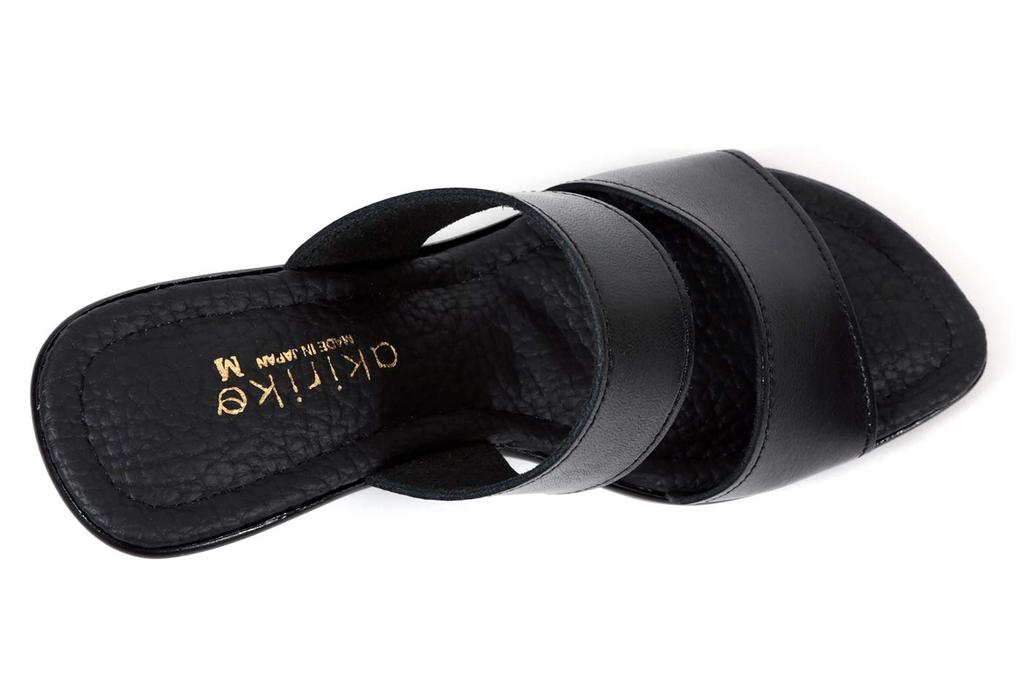 Mule Made in Genuine Double Wedge Size M [Akiriko] Sandals, Japan, Leather, Office, Belt, Approx. 7.5cm, Sole,