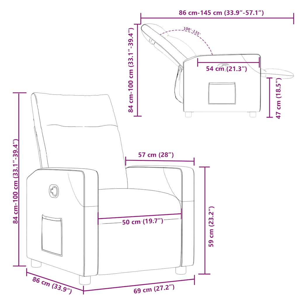 Recliner Chair Dark Grey Fabric