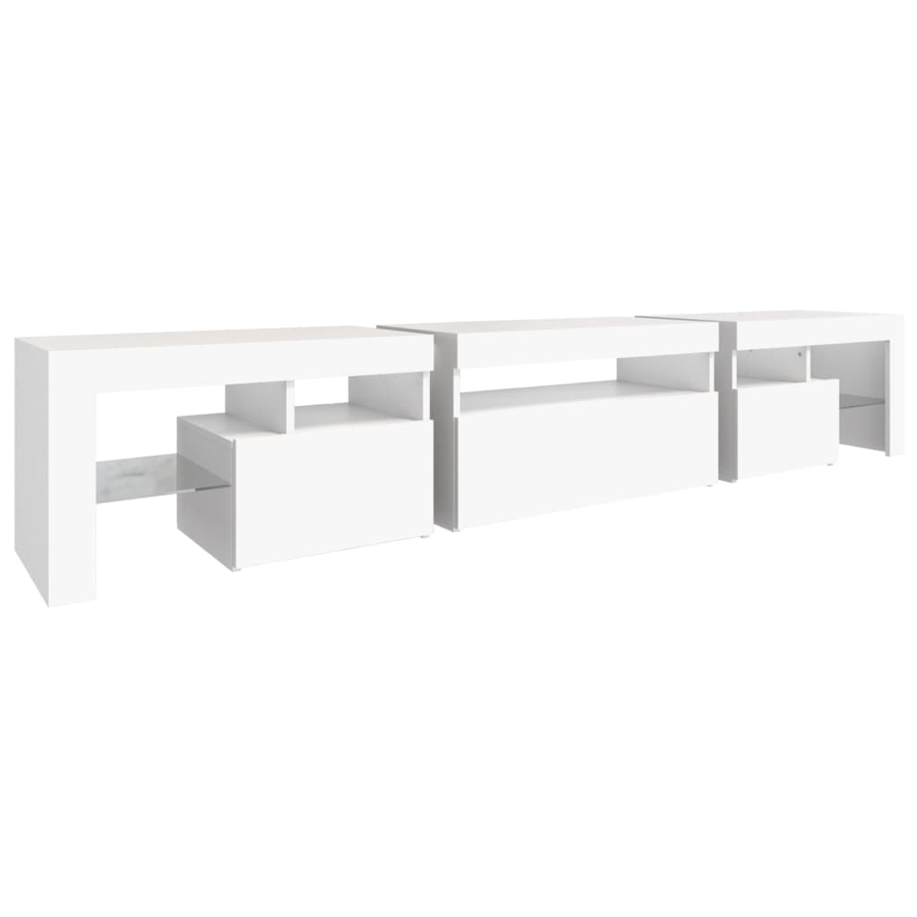 Vidaxl Szafka Pod Tv Z Oświetleniem Led, Biała, 215X36,5X40 Cm