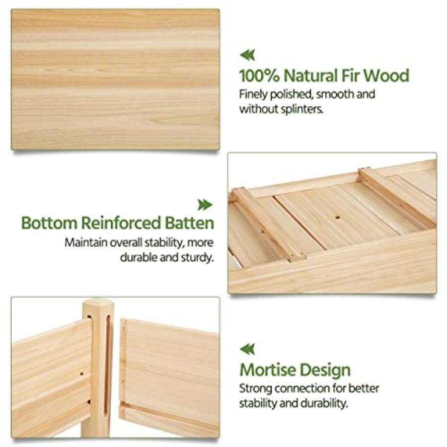 47x41x30in Wooden Raised Garden Bed for Herb with 2 Tiers Elevated Planter Outdoor Garden Box with Legs and Drainage Holes In N