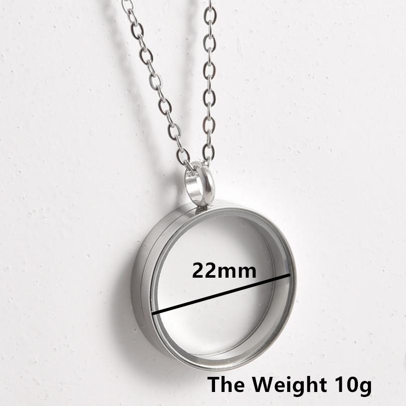 1Pc Stainless Steel Openable Glass Medaillon Coin Holder Collar Jewelry Round Reliquary Photo Floating Locket Pendant Necklaces