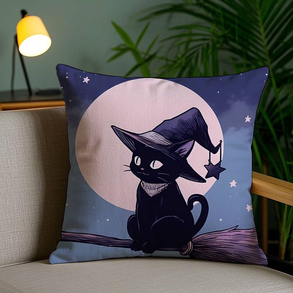 Halloween Cute Purple Cat Pillow Case Antidustmite Invisible Zipper Sofa Bed