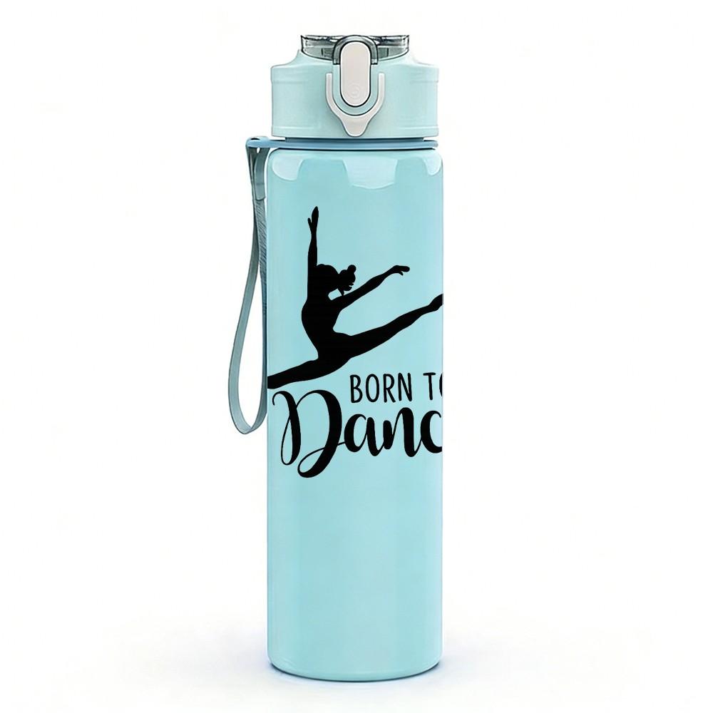 1PC Ballerina Dancer Silhouette Print 750ml Color Plastic Sports Water Bottle Leakproof Flip Straw Lid Suitable for Sports Office Home Use