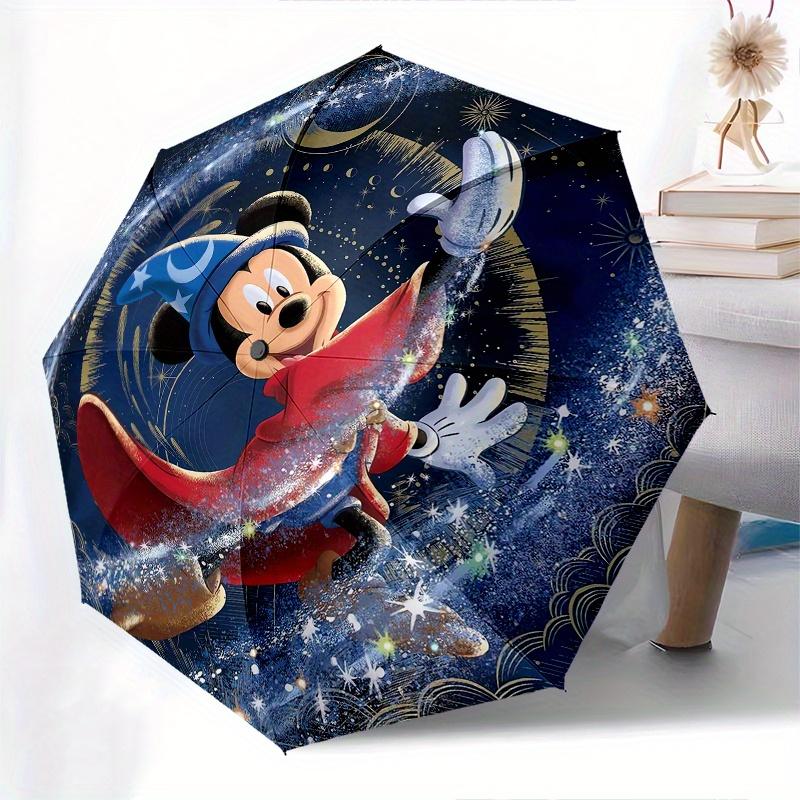 Mickey Mouse Fantasy Art Themed Automatic Opening and Closing Folding Umbrella, Reinforced 8 Ribs, Compact Travel Design, Fashionable Foldin