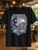 Simple Minds Art Deco Mountain Sun With Profile Silhouette Geometric Blue Frame And Cream Lettering Unisex All Tshirt
