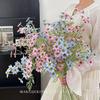High-Grade Artificial 2-Branch Long Stem Flocked Small Daisy Bouquet for Home Dining Table Decor