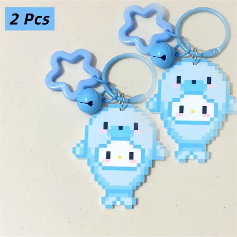 

2 шт. Милий піксельний стиль Sanrio Hello Kitty Bell Star Брелок-підвіска Дівочий ланцюжок для телефону Шарм для Ccd-камери Аксесуари Брелок Подарунки