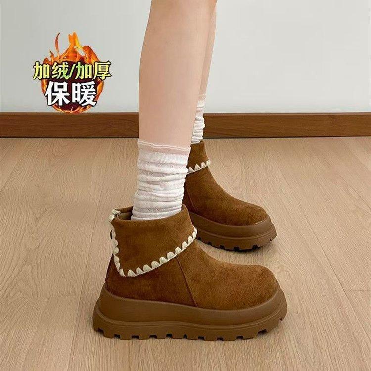 Thick-soled heightening snow boots, new winter piled and thickened outer wear cotton shoes, casual warm boots