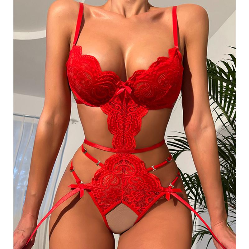 Sexy Women's Open Bra Uncut Lingerie Sex Lace Bikini Open Set Erotic Crotchless Doll Thong Dress Hollowed Out Exotic Costume