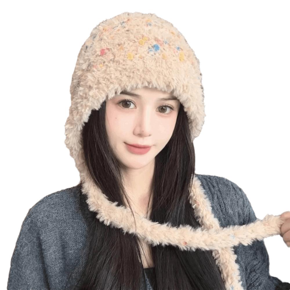 Ear Protection Bucket Hat Lacing Lei Feng Cap Cute Earmuff Knitted Hat for Women