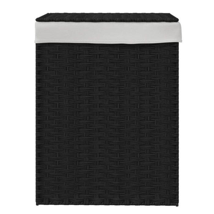 VidaXL Laundry Basket with Lid Black 46x33x60 Cm Woven Resin 372032