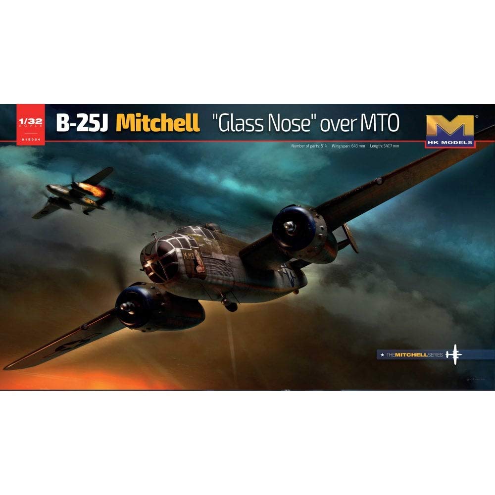 HK Model Mitchell Glass Nose Over MTO Plastic Model 01E024 1/32 B-25J