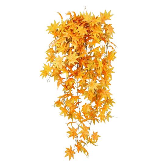 Faux Maple Leaves for Autumn Decor 5?Fork Artificial Leaf Hanging Vine, Fake Foliage Wall Autumnal Festivals Plant, Simulated Greenery Vine
