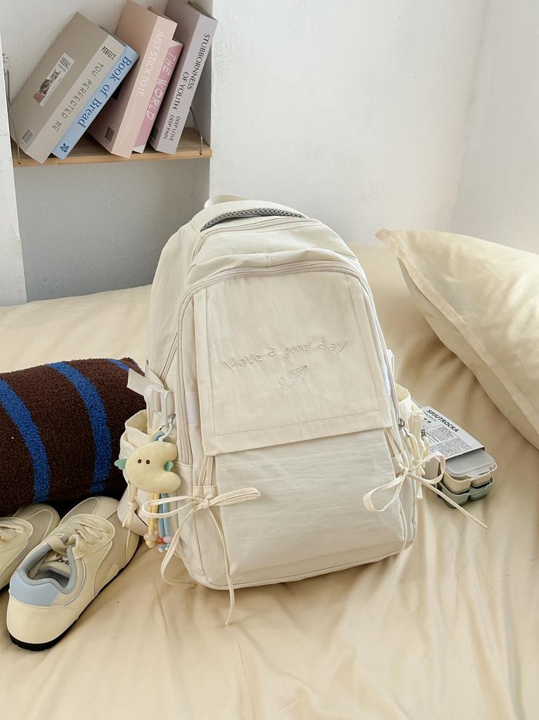 Cream Style High Aesthetic and Large Capacity Backpack for Women, Middle and High School Students, Backpack for College Students