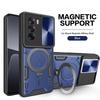 For Oppo Reno12pro 5G Case Car Magnetic Ring Holder Armor Phone Case for Oppo Reno12 Reno 12 Pro 5G Slide Camera Lens Back Cover