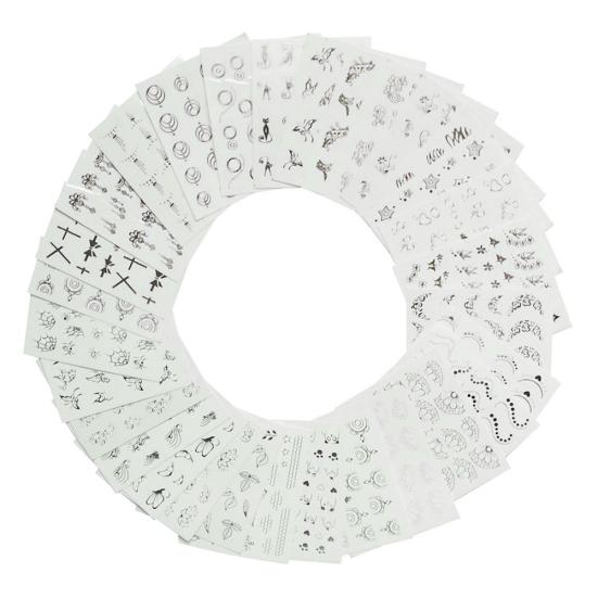 30 Sheets Golden Silver Butterfly Cat Spider Nail Art DIY Decor Sticker Decal