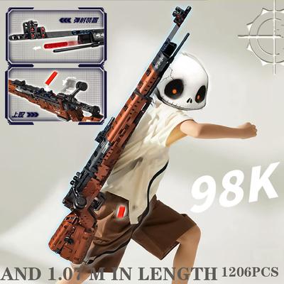 Modelo de Blocos de Construção Kar98K para Crianças, Tijolos de Montagem de Rifle de Precisão, Série de Armas da Segunda Guerra Mundial, Brinquedos Educativos, Rifle de Precisão Pesado