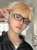 Retro Square Glasses Black Black Frame Square Cos Two-Dimensional Ultra-Clear Flat Mirror Multi-Degree Selection Myopia Mirror