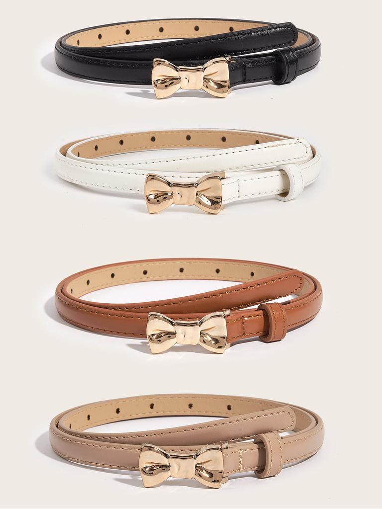 Stylish Pu Leather Waist Belt With Alloy Buckle Butterfly Knot Design For Women