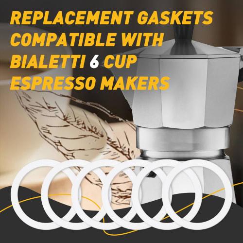 6-Piece Bialetti Moka Express Dama Gasket Seal Rings (6-Cup Capacity) - Spare Food-Grade Silicone Sealing Rings for Aluminum Stovetop/Coffee Maker Pot