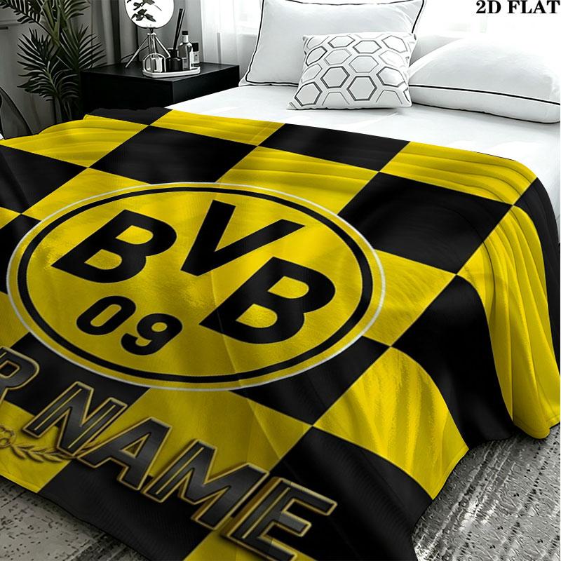 1PC Borussia Custom Name Patterned Flannel Blanket Suitable For All Seasons for Home Decor Warmth and Comfort Gifts Holiday Present