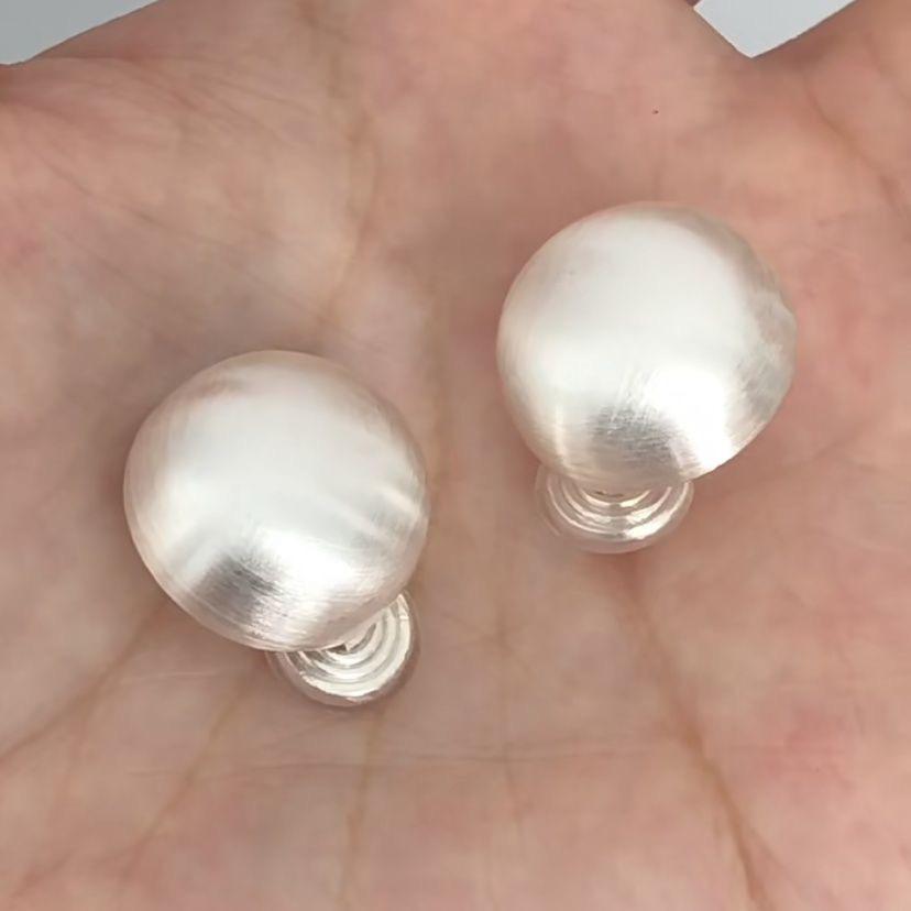 Classic True Duo Hemp Grey White High Heels Silver Ear Clips Austrian Shijia Pearl Niche Design