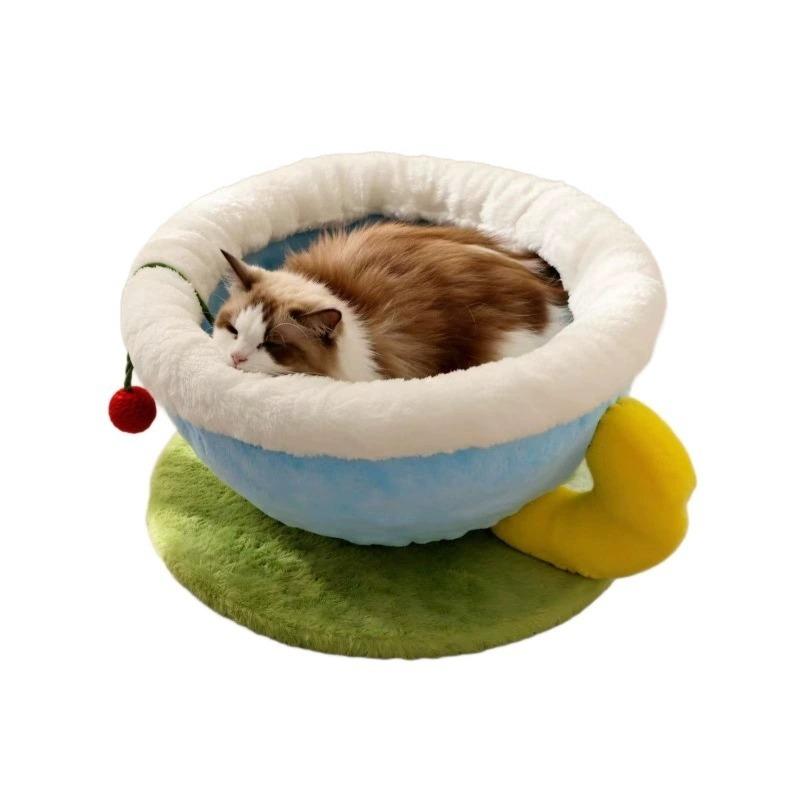 

Winter Insulated Cat Dog Pet Round Sleeping Nest Soft All-Season Cozy Bed S синий