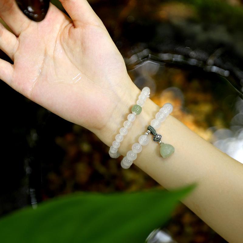 Shopkeeper's Recommendation Design s9Silver-white agate natural Hetian jade bracelet for women, trendy and fashionable for commuting