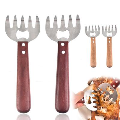 1 szt. Pazury do rozdrabniania mięsa Ze stali nierdzewnej Pazury do rozdrabniania mięsa Rozdrabniacz do mięsa wieprzowego Pazury do mięsa z drewnianą rękojeścią JT385