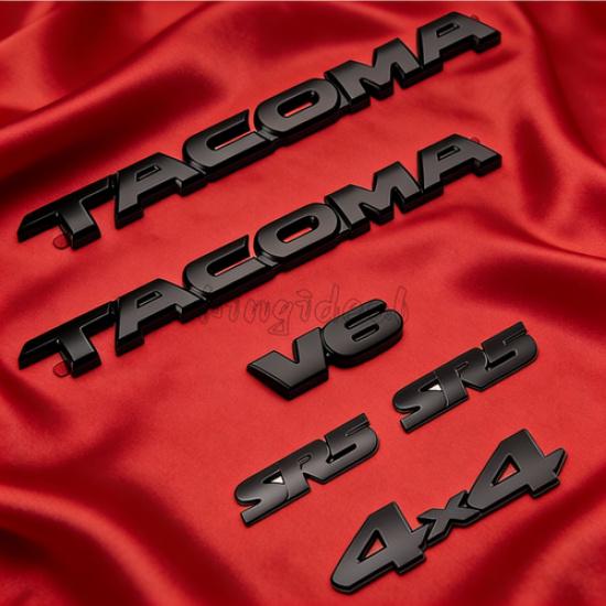 6PCS Emblem Overlay Kit for 2016- Tacoma SR5 V6 Tailgate Body Side Blackout