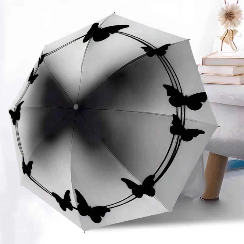 

1pc Butterfly Wreath Automatic Umbrella - Automatic Opening And Closing, Sturdy Iron Frame, Portable Folding Design yy251018152
