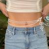 Multi Layer Waist Chain Alloy Shinning Body Chains with Dangle Heart Body Jewelry Accessories for Women and Girls