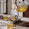 1pcs Heat-resistant Glass Tea Cup With Walnut Handle 120ml Mini Espresso Cup Set Ground Coffee Mug Glasses Brewing Teaware