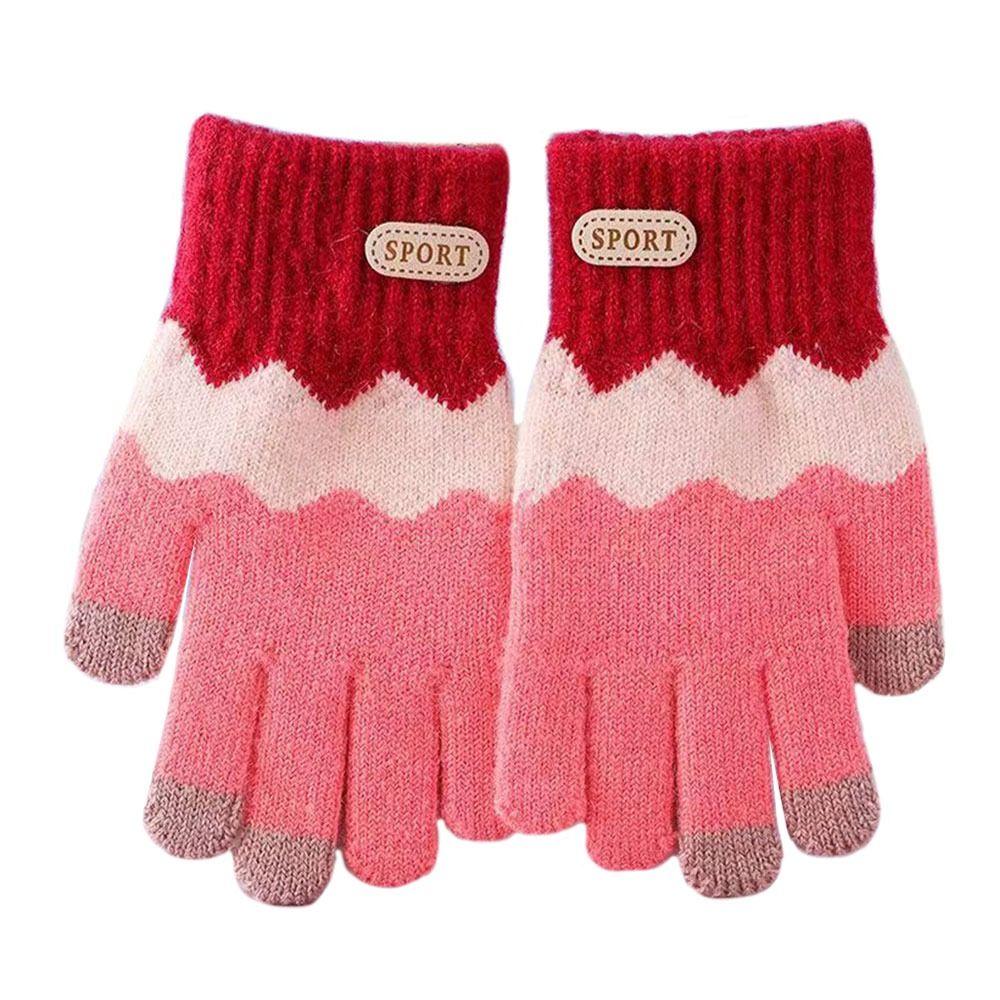 Fashion Warm Winter Gloves Coldproof Windproof Gloves Soft Candy Color Knitted Gloves for 6-14 Years Old Toddler
